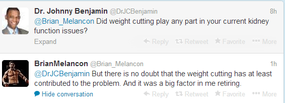 melancon tweet re weight cutting