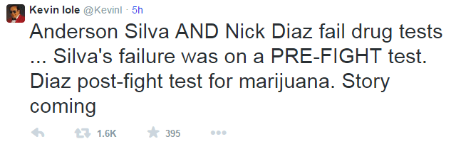 Kevin Iole Tweet Silva Diaz Drug Tests