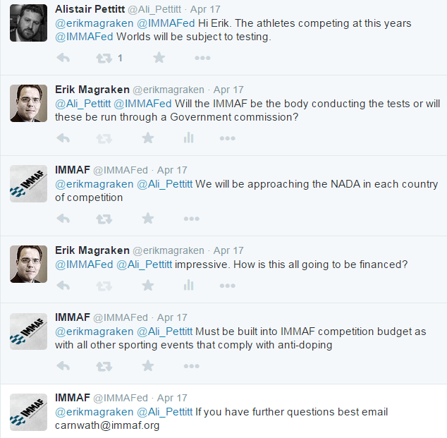 IMMAF Anti Doping Policy Tweets