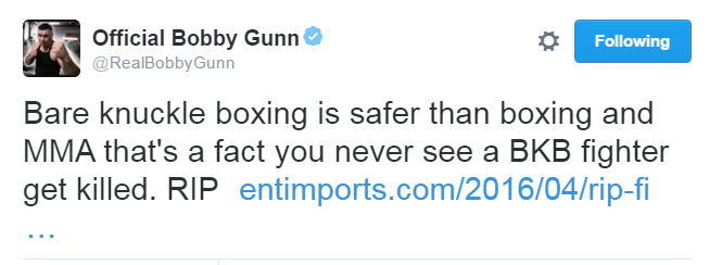 Bobby Gunn Tweet Screenshot