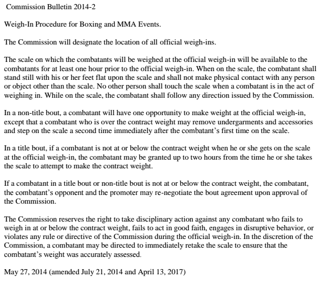 NYSAC weigh in bulletin